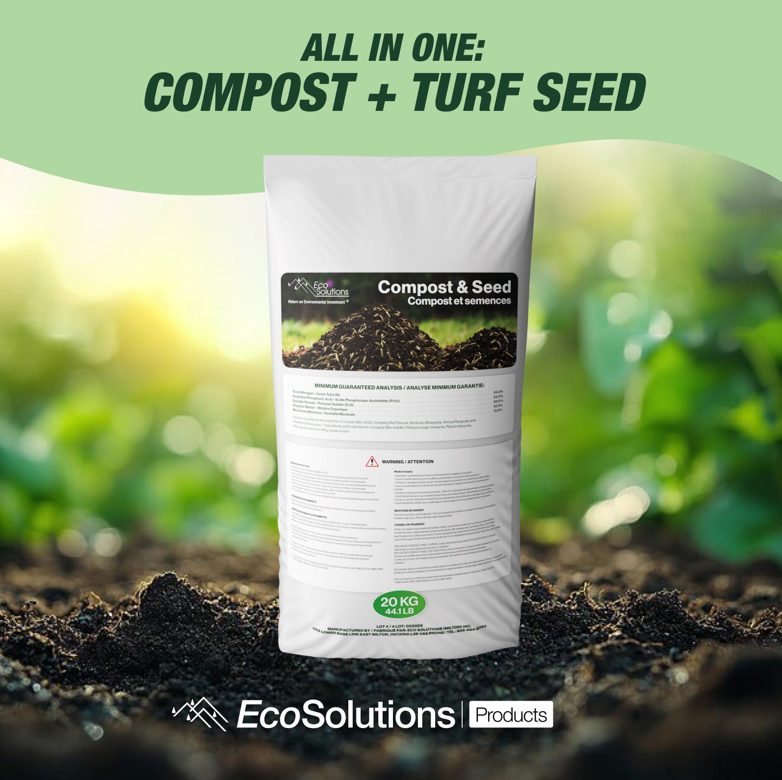 thumbnail image 2 of Organic Granular Compost & Seed - 20kg Lawn Top Dressing With 3-Way Grass Blend 2 of 14